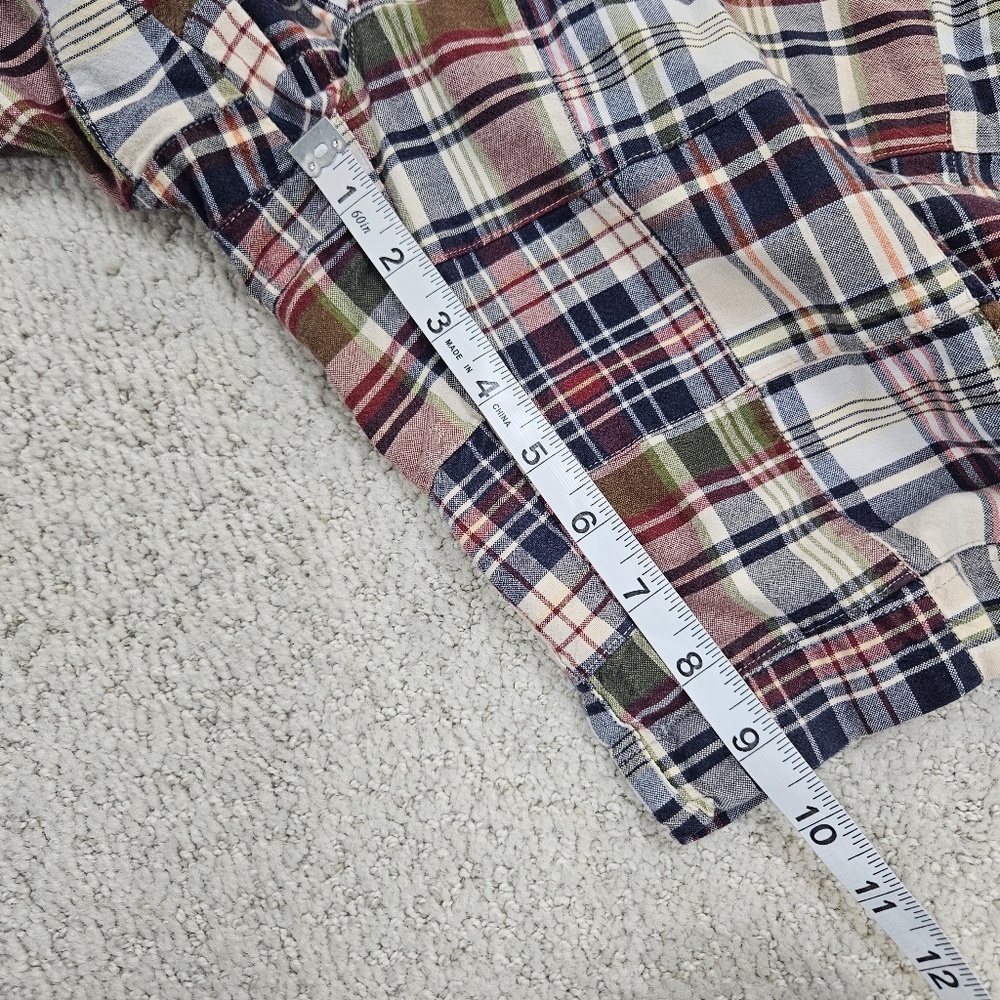 Y2k Abercrombie Fitch Madra Shorts Plaid Mens 30 Red Green Button Zip 9" - Picture 5 of 8